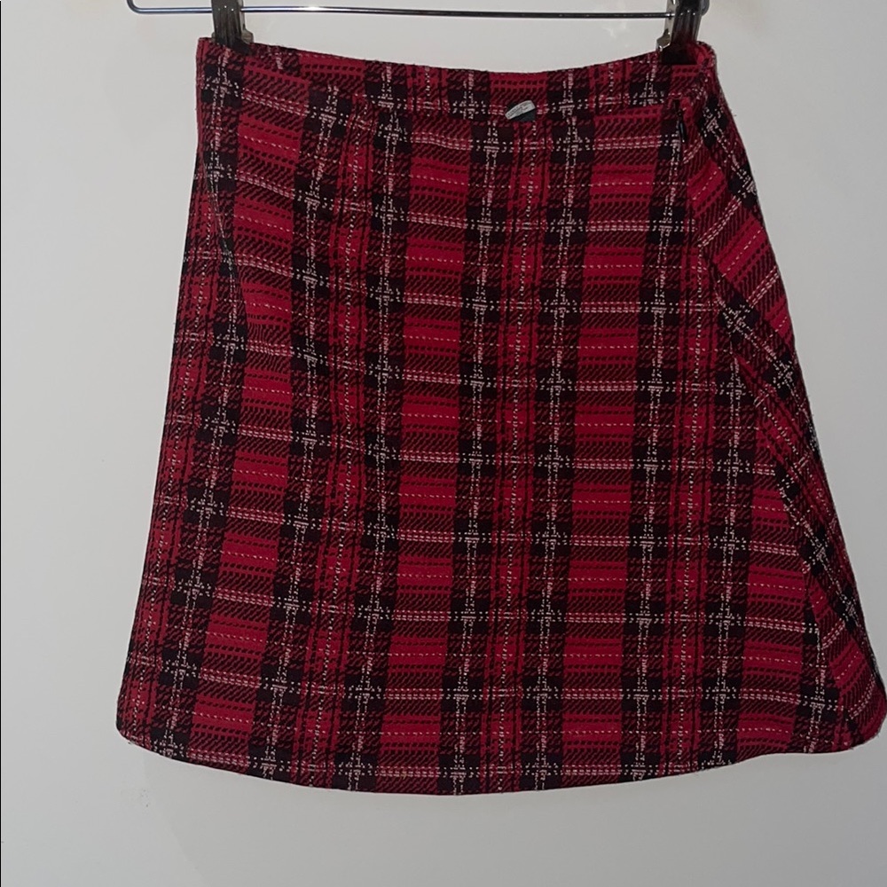 Design Lab Lord & Taylor Red Black A-Line Mini Skirt